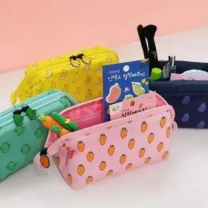( )사각필통 필통 면 봉제필통 입학 패딩와이어파우치필통 천 당근친구들 파우치 신학기 교회 초등학교 필