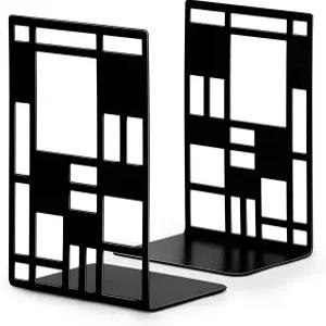 북엔드 책장용 무거운 책용 책 분할기 장식 홀더 메탈 헤비 듀티 블랙 1켤레 추상 아트 데스긴 북스토퍼