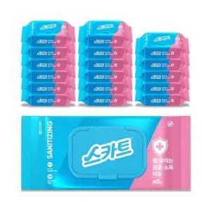 스카트 잘 닦이는 살균소독티슈 60매 x 18팩 코스트코 마켓송지2602