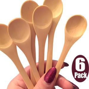 나무 원형 조리기구 천연 개 수프 식기 스푼 손잡이 6 1 대나무 논스틱 주방 꿀 차 설탕