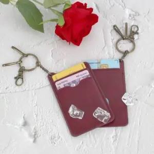 슬림 스타일 가죽 카드 지갑 레드 컬러 디자인 단면지갑 인조가죽지갑 빈티지카드지갑