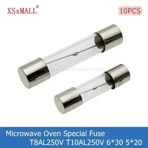 유리관퓨즈 휴즈 10개 전자 레인지 퓨즈 T8AL250V T10AL250V 6x30MM 5x20MM LG Midea Galanz 지연 유리관