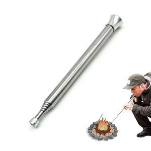 야외 스테인레스 스틸 파이어 스틱 튜브 마우스 블로우 파이프, 텔레스코픽 파이어 블로워, 미니 휴대용 캠