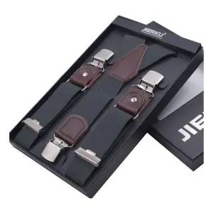 남성 클래식 집게 서스펜더 스트랩 가죽 디테일 정장 캐주얼룩 연출템