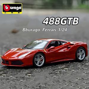 부라고 1:24 페라리 488 GTB 합금 스케일 자동차 모형 다이캐스트 금속 스태틱 컬렉션 어린이 장난감 자동