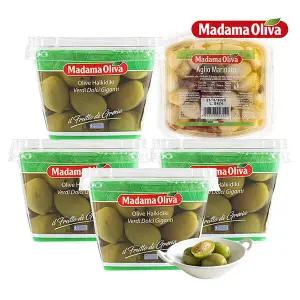 [보라티알] (냉장)마다마 냉장 그린 자이언트 할키디키 올리브 480gX4 + (냉장)마다마 마늘절임 300gX1