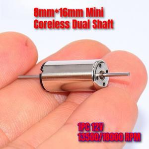 1개 8mm*16mm 미니 코어리스 듀얼 샤프트 DC 모터 816 12V 13500/18000RPM 고속 토크 RC 레일 블록 기차 모