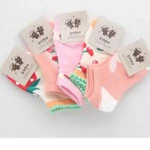 ( )5켤레 유치원룩 딸기 3-4세 발등망사 양말 유치원 어린이집 발목 답례품 생일 아동양말세트 유아동 국산