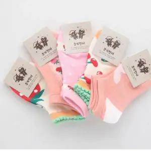 ( )생일 유치원룩 답례품 양말 5켤레 유치원 유아동 딸기 5-6세 발등망사 아동양말세트 어린이집 발목 국산
