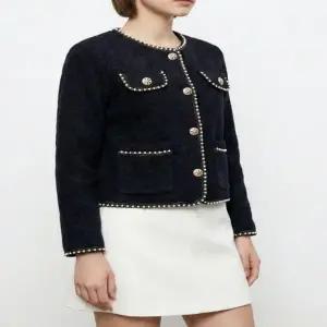 2컬러 클래식 샤인 봄 가을 배색 스티치 트위드자켓