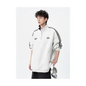 슬램덩크 남성 맨투맨 반집업 봄가을 스트라이프 테이프 하이넥 트레이닝 캐주얼 상의 HO3