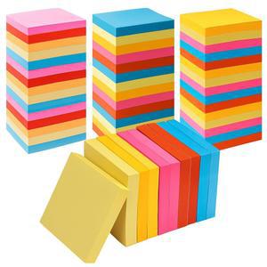 Eaasty 120팩 스티커 노트 7.6 x 7.6cm(3 3인치) 밝은 색상 셀프 스틱 패드 벌크 5가지 100장/패드 다채로운 포스트 벽 문 윈도우 노트북 사무실 홈 스쿨 회의용
