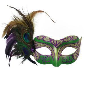 10pcs 브라질 뉴 올리언스 축제 카니발 페인트 반 얼굴 마스크 세트 핸드 헬드 스틱 비드 체인 스팽글 커플