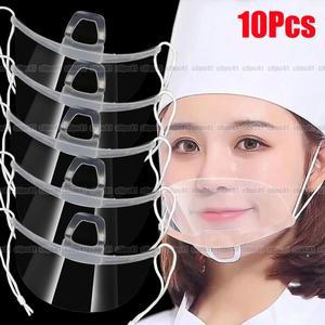 10Pcs 재사용 가능한 투명 안개 방지 마스크 쉴드 커버 레스토랑 학교 플라스틱 안티 타액 입 쉴드 입 마스