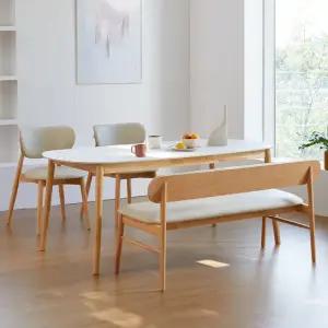 베스트리빙 스칸디 노부 12T 포세린 세라믹 4인(1600) 식탁세트/의자 2개+벤치 1개