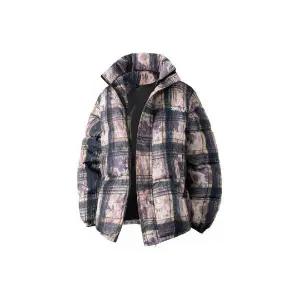 코아픽샵 남자 키작남 패딩 점퍼 캐주얼 빈티지 나염 체크 차이나 커플 꾹1