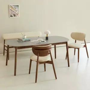 베스트리빙 스칸디 노부 12T 포세린 세라믹 4인(1200) 식탁세트/의자 2개+벤치 1개