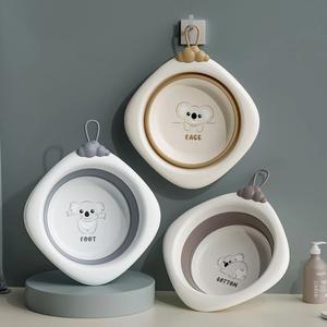 베이비 워시 대야 세트 유아용 접이식 소형 휴대용 플라스틱 여행 캠핑 가정용 3 개