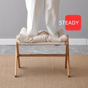 쿠션 시트가 있는 대나무 접이식 발판 의자 1개 - 휴대용 사무실 및 가정용 공간 절약형 디자인 인체공학적