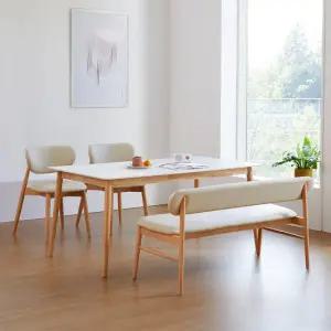 베스트리빙 스칸디 노아 12T 포세린 세라믹 4인(1600) 사각/타원 식탁세트/의자 2개+벤치 1개