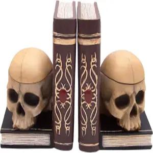 고딕 해골 북엔드 및 장신구 상자 세트 중세 장식 책장 액센트 방과 도서관 액세서리 7.5인치