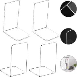 룰론폰 4종 북엔드 책장용 무거운 책용 클리어 아크릴 책엔드 학교 도서관 데스크톱 정리함 및