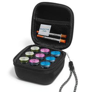 E iern 9 슬롯 펩타이드 케이스, 가방 홀더 바이알 U-100 10ml 바이알, 프로텍터 휴대용 스트랩이 손목 케이스(블랙) 인슐린 환자용 있는 보관 표준 정리