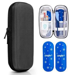 LengKe 인슐린 쿨러 여행 케이스 TSA EVA 소형 용품 2개 여행(블랙) 젤 주사기용 케이스, 팩 펜, 및 승인, 아이스 포함 일상생활용