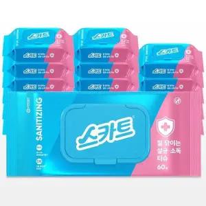 스카트 잘 닦이는 살균소독티슈 60매 18팩 479522