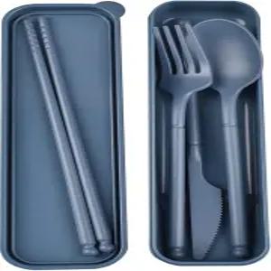 캠핑 도구 세트 케이스 포함 재사용 가능한 플라스틱 식기 포크 스푼 젓가락 여행 피크닉 또는 일상용