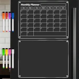 냉장고용 FINDMAG 아크릴 마그네틱 드라이 이레이즈 보드 캘린더 화이트보드 8가지 컬러 하이라이트 마커가