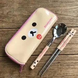 스토어-지유 코리락쿠마 페이스 슬림 수저 휴대용세트 캐릭터식기세트