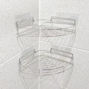 코너 욕조 스텐 선반 샴푸 부착형 랙 다용도 공간활용 2P [fFGLL9A]