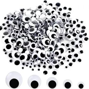 CCINEE 490pcs 블랙 플라스틱 구글리 아이즈 공예품용 자가 접착 다양한 크기의 원형 스티커 공예품 부활절