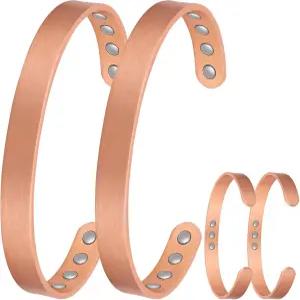 제카노리 2Pcs 여성용 마그네틱 구리 팔찌 빈티지 플라워 99.99 순도 3500 가우스 자석 선물 상자 포함