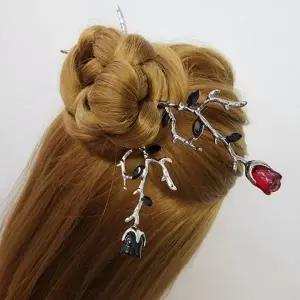 [셀러에이드]장미 꽃 비녀 올림머리 헤어핀 여성용 머리장식