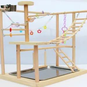 앵무새 놀이터 횟대 대형 모이통 배변판 장난감 횃대