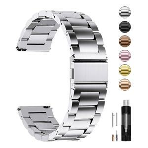 풀모사 시계줄 남성 퀵 릴리스 스테인리스 스틸 교체 메탈 체인 폭 16mm 18mm 19mm 20mm 22mm 24mm 실버