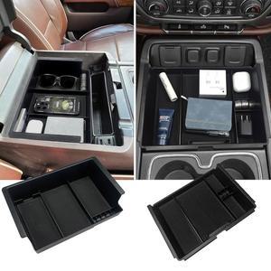 Xaido 2PCS 센터 콘솔 정리함 2014 2015 2016 2017 2018 쉐보레 실버라도 / GMC 시에라 1500 /2500 3500 HD 액세서리 암레스트 박스 보관 트레이, 풀 w 버킷 시트만 지원