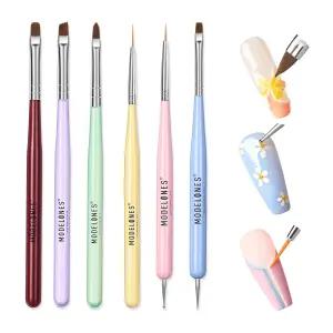 모델원 네일 아트 브러시 세트 키트 젤 폴리쉬 익스텐션 라이너 청소 조각 에이펙스 빌딩 도팅 펜 드로잉