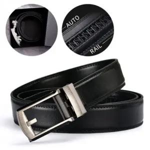 남성용 소가죽 자동 잠금 벨트 정장 캐주얼 허리띠 포함 빅사이즈 가죽 버클 허리띠