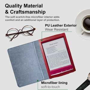 프리미엄 낙하 방지 E-리더 케이스 임팩 가죽 폴리오 커버 극세사 안감 소프트 백 소니 호환  PRS T1 용 6
