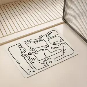 동물식기매트 빨아쓰는고무 고양이 규조토100981안방발 바쓰 욕실 화장실 발판 풋매트 매트 현관