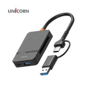 유니콘 USB 6in1 통합멀티카드리더기 USB3.2 Gen1 C타입A타입 듀얼컨넥터 XC-6000MUSB 스마트폰 C타입 블랙