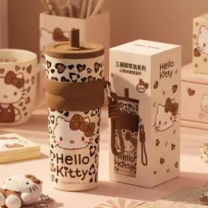 헬로키티 호피 프리미엄 스텐 텀블러 660ml -브라운어린이집물병 보냉 보온 얼음안녹는 고급 귀여운 예쁜