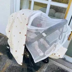 유모차용 선쉐이드 아기 햇빛차단 벌레 고정용 끈 액세서리가림막 모기장 덮개 방충커버 여름 유모차망 가