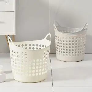 튼튼한 원형 트임 세탁바구니 틈새 수납다용도함 통기성 빨래함 대용량 화이트바스켓 빨랫감보관 건조 욕실
