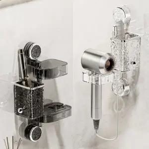 빨판 드라이기 거치대 욕실선반 2단 걸이 드라이기홀더