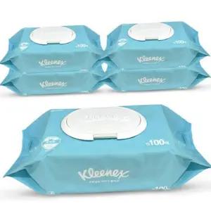 저자극 물티슈 대용량 순한 온가족 아기 신생아 무향 도톰한 여행용 다용도 휴대용 100매 5개 캠핑 청소 차