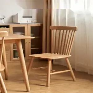 원목 고무나무 소재 가정용 식탁의자 등받이 편안한 북유럽 디자인 카페 다이닝 인테리어용